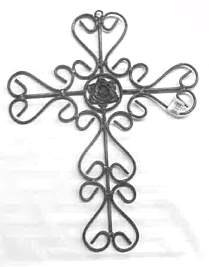 Wrought Iron Cross With Rose
