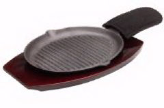 Cast-Iron Ribbed Fajita Platter Set