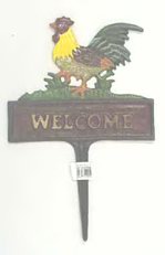 Rooster Welcome Garden Stake