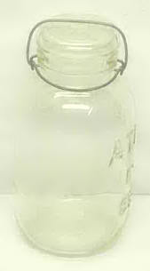Half-Gallon Fruit Jar with Glass Dome Lid-Clear