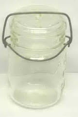 Fruit Jar with Glass Dome Lid--Clear-Pint