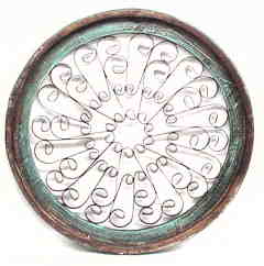 Round Wood Wall Decor with Wrought Iron
