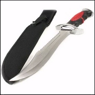7 3/4 Inch Surgical Steel Serrated Blade Hunting Knife with Carrying Pouch