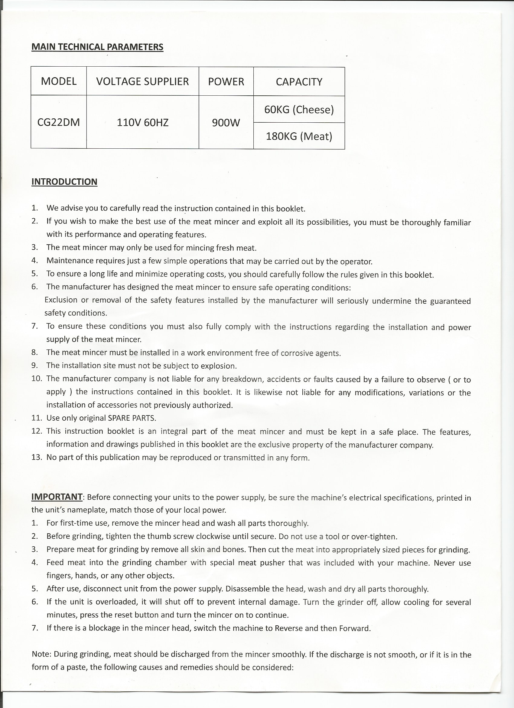 Cheese grater grinder Manual