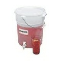 White 6 Gallon Beverage Dispenser With Snap Lid
