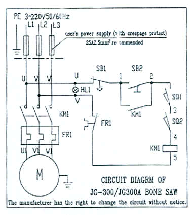Model Wiring Diagram for Floor Model Bone Saw