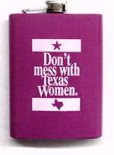 Pink Don't Mess With Texas Flask