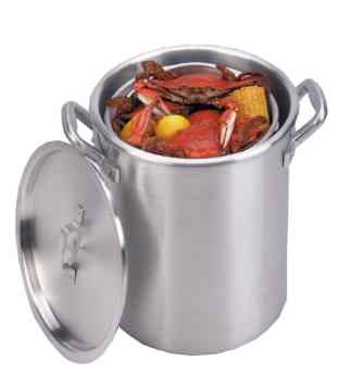 60qt Aluminum Boiling Pot with Basket and Lid