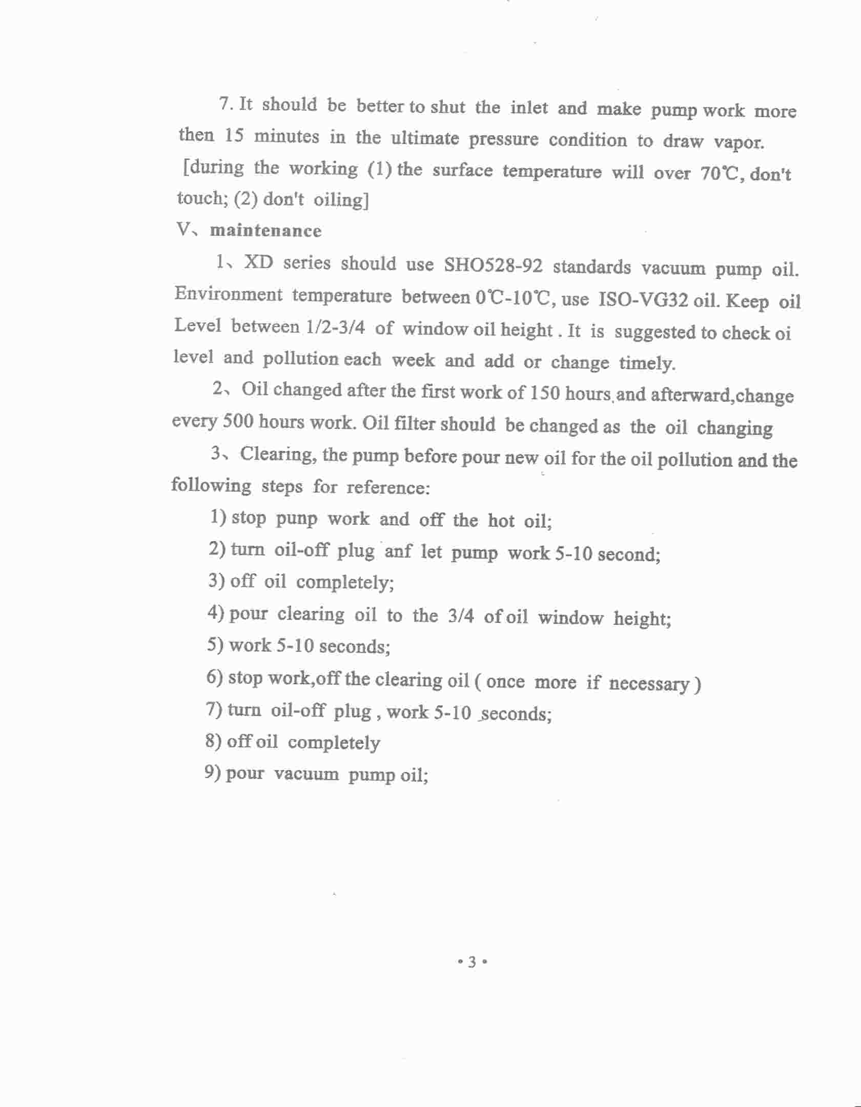 Vacuum Chamber Pump & Motor Manual
