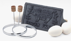Cast Iron Bacon Grill Press and Egg Ring Set