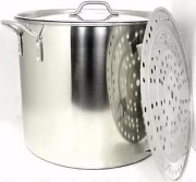 40Qt. Stainless Stockpot w/ Rack & Lid