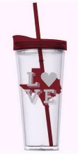 Texas Logo w/Love Maroon and Clear Texas Logo w/Love Maroon and Clear