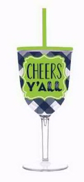 Acrylic Wine Glass -Cheers Yall Acrylic Wine Glass -Cheers Yall
