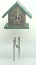 Star Wood Bird House With Wind Chimes