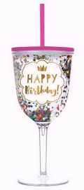 Acrylic Wine Glass - Happy Birthday