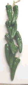 Ceramic Green Chili Peppers on a Rope